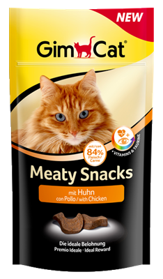 تصویر غذای تشویقی GimCat مدل Meaty Snacks با تیکه های اردکی	