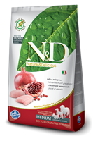 تصویر غذای خشک N&D بدون غلات مخصوص سگ بالغ همه نژاد ها حاوی مرغ و انار 800 گرم MEDIUM