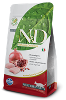 تصویر غذای خشک N&D بدون غلات مخصوص گربه بالغ حاوی مرغ و انار 300 گرم