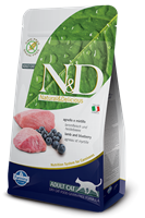 تصویر غذای خشک N&D بدون غلات مخصوص گربه بالغ حاوی گوشت بره و بلوبری - 300 گرم	