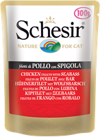تصویر پوچ گربه Schesir با طعم فیله ی مرغ و ماهی خاردار - 100 گرمی