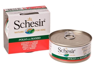 تصویر کنسرو Schesir مخصوص سگ با طعم مرغ و گوشت گوساله