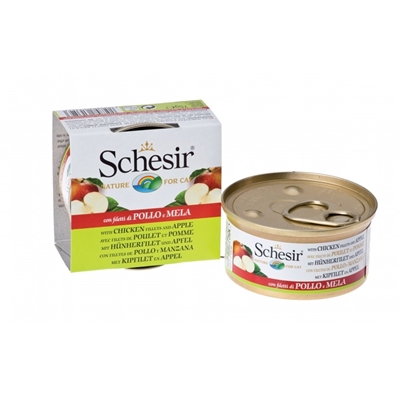تصویر کنسرو Schesir مخصوص گربه با طعم مرغ و سیب