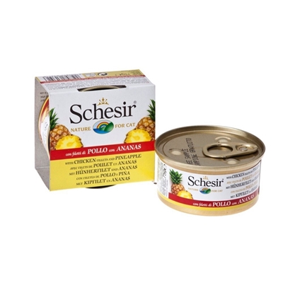 تصویر کنسرو Schesir مخصوص گربه با طعم مرغ و آناناس