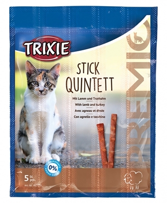 تصویر استیک مدادی مخصوص گربه Trixie مدل Quintett تهیه شده از گوشت بره و بوقلمون - بسته 5 عددی