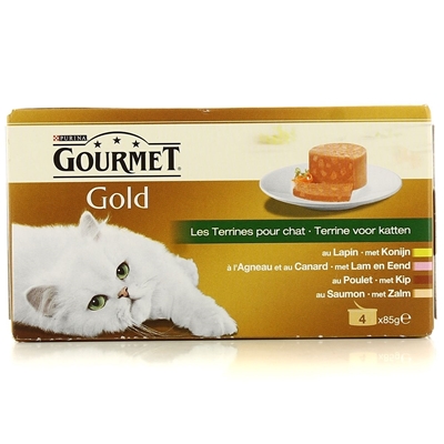 تصویر کنسرو گربه Gourmet با طعم های خرگوش، گوشت بره، اردک، ماهی آب های آزاد - بسته 4 عددی