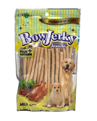 تصویر غذای تشویقی سگ Rena مدل BowJerky با طعم شیر - 250 گرمی