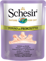 تصویر پوچ گربه Schesir با طعم فیله ی مرغ و ژامبون - 100 گرمی