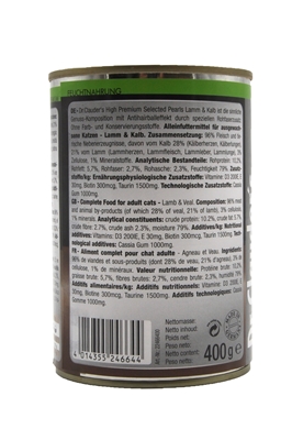 تصویر کنسرو Dr.Clauders مخصوص گربه با طعم گوشت بره و گوشت گاو - 400 گرم