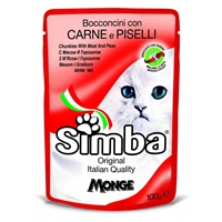 تصویر پوچ مخصوص گربه Simba با طعم مرغ، گوشت گاو و نخود فرنگی