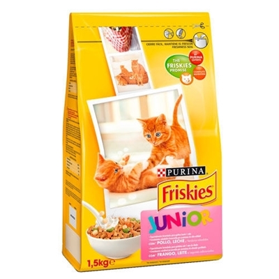 تصویر غذای خشک بچه گربه Friskies مدل Junior تهیه شده از مرغ، شیر و سبزیجات - 2 کیلوگرم