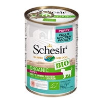 تصویر کنسرو مخصوص توله سگ schesir مدل Bio تهیه شده از گوشت مرغ - 85گرم