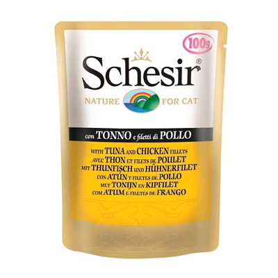 تصویر پوچ گربه Schesir با طعم ماهی تن و مرغ - 100 گرم