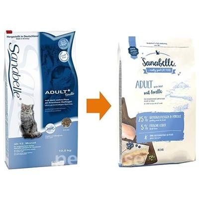 تصویر غذای خشک مخصوص گربه بالغ Sanabelle مدل Adult تهیه شده از ماهی تازه - 400 گرم