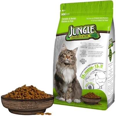 تصویر غذای خشک Jungle مخصوص گربه بالغ با طعم مرغ و ماهی - 500 گرم