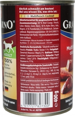 تصویر  کنسرو مخصوص سگ Animoda مدل GranCarno تهیه شده از انواع گوشت - 400 گرم