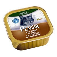 تصویر  خوراک کاسه ای گوشت خرگوش مخصوص گربه بالغ Plaisir - 100  گرم
