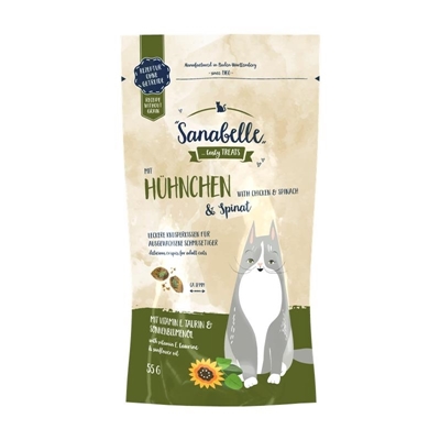 تصویر  تشویقی Sanabelle مخصوص گربه بالغ با طعم مرغ و اسفناج - 55 گرم