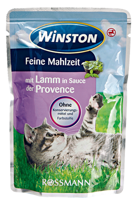 تصویر  پوچ  Winston تهیه شده از گوشت بره و سس نعنا مخصوص گربه - 100 گرم