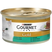 تصویر  کنسرو چانکی  Gourmet Gold مخصوص گربه بالغ تهیه شده از گوشت خرگوش و جگر - 85 گرم