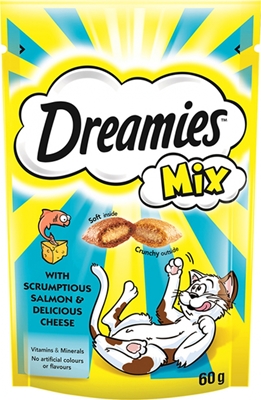 تصویر  تشویقی Dreamies مخصوص گربه تهیه شده از ماهی و پنیر - 60گرم