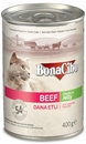 تصویر  کنسرو Bonacibo مخصوص گربه بالغ مدل chunky in jelly تهیه شده از گوشت گاو - 400گرم