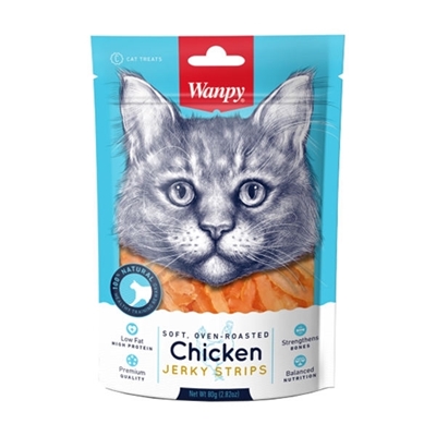 تصویر  تشویقی Wanpy مدل Chicken Jerky Strips مخصوص گربه-80گرم