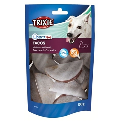 تصویر  تشویقی Trixie مخصوص سگ مدل tacos تهیه شده از اردک - 100گرم