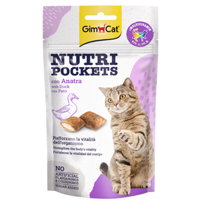 تصویر  اسنک تشويقی gimcat مدل nutri مخصوص گربه تهيه شده از گوشت اردک - 60 گرم