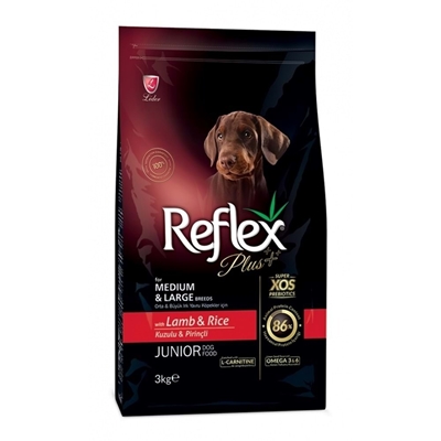 تصویر  غذای خشک Reflex+ مخصوص توله های نژاد کوچک و بزرگ تهیه شده از گوشت گوسفند و برنج - 3کیلوگرم