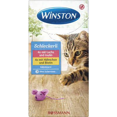 تصویر  بسته 8 عددی بستنی Winston مخصوص گربه تهیه شده از ماهی سالمون و مرغ - 120 گرم