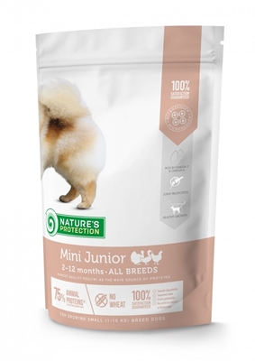 تصویر  غذای خشک Nature's Protection مدل Mini puppy مخصوص پاپی نژاد کوچک تهیه شده از طیور - 2 كيلوگرم