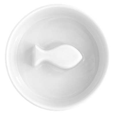 تصویر  ظرف غذای آرام خور سرامیکی مدل ماهی مناسب برای سگ و گربه - قطر 14 سانتی متر
