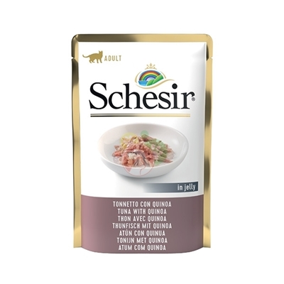 تصویر  پوچ Schesir مخصوص گربه بالغ تهیه شده از ماهی تن و کنیوا در ژله - 85 گرم