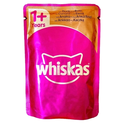 تصویر  پوچ Whiskas مخصوص گربه بالغ تهیه شده از گوشت اردک در ژله - 100 گرم