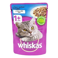تصویر  پوچ Whiskas تهيه شده از ماهی تن در ژله مخصوص گربه بالغ - 100 گرم