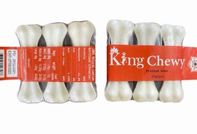 تصویر  تشويقی King Chewy مدل استخوان كلسيمی-فلورایدی مخصوص سگ 10 سانتی متری - بسته 3 عددی