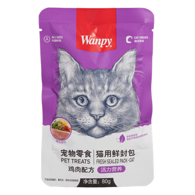 تصویر  پوچ Wanpy تهیه شده از مرغ و سبزیجات مخصوص گربه - 80 گرم