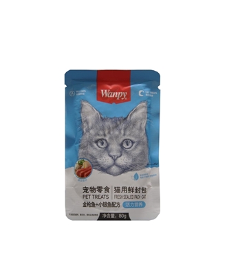 تصویر  پوچ Wanpy تهیه شده از ماهی تن مخصوص گربه - 80 گرم