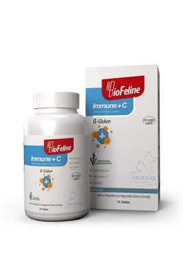 تصویر  قرص BioFeline مدل Immune+C تقويت كننده سيستم ايمنی بدن مخصوص سگ و گربه - 75 عددی