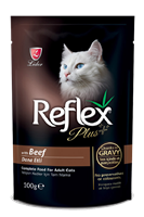 تصویر  پوچ Reflex Plus تهيه شده از گوشت گاو مخصوص گربه بالغ  - 100 گرم