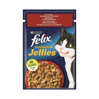 تصویر  پوچ Felix مدل Sensations تهیه شده از گوشت گاو در ژله مخصوص گربه - 85 گرم