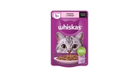 تصویر  پوچ گربه Whiskas تهيه شده از ماهی سالمون در سس مخصوص گربه بالغ - 85 گرم